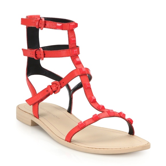 red studded sandals